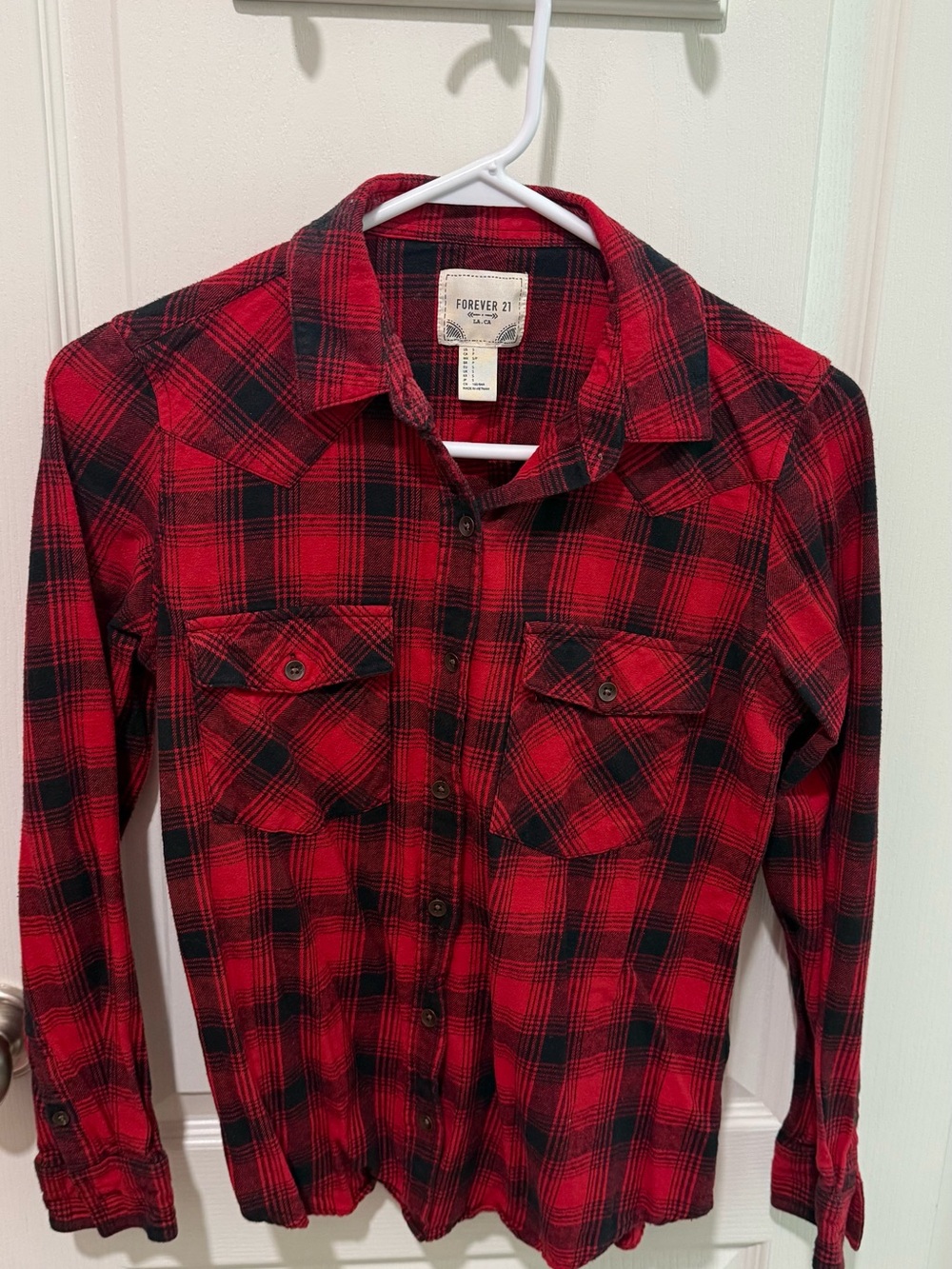 Forever 21 Red & Black Plaid Flannel Shirt